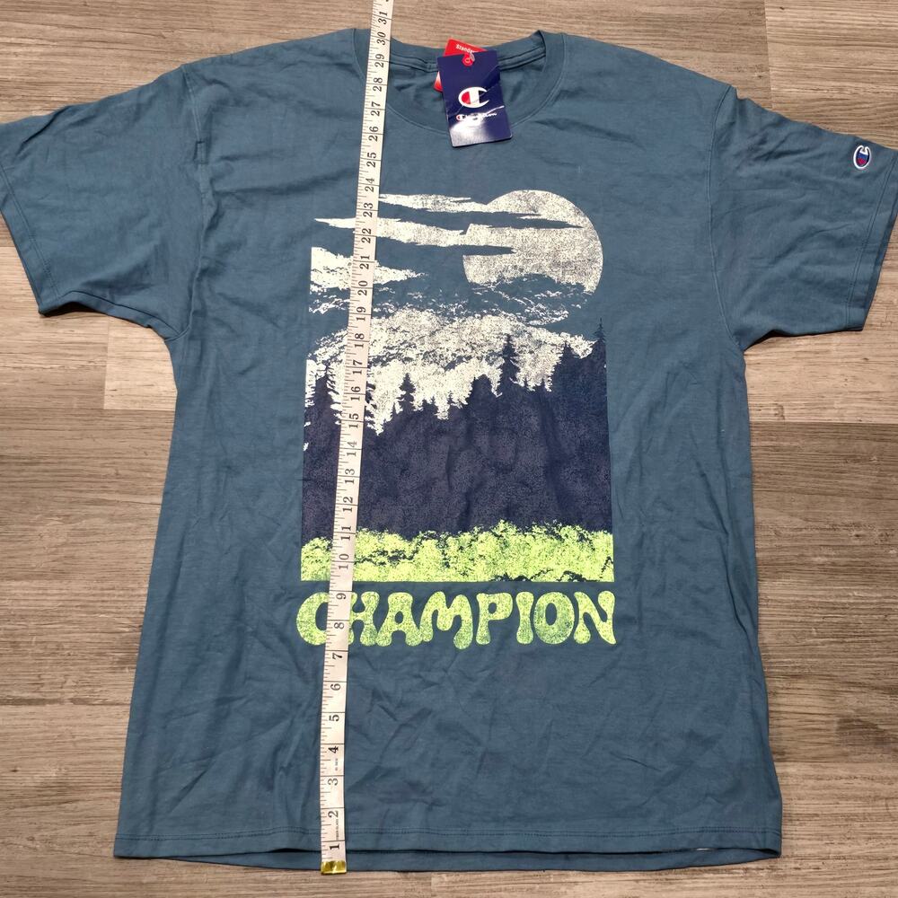 Champion Nifty Turquoise Outdoor Graphic Short Sleeve T Shirt Men's Size Large - Picture 7 of 9